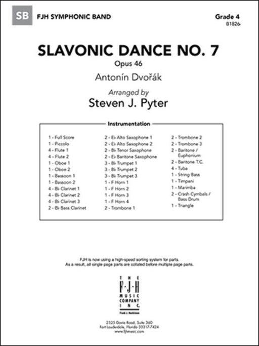 Slavonic Dance No. 7 Op. 46, Arr. Steven J. Pyter Concert Band Grade 4