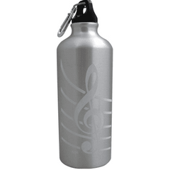 Sports Bottle Aluminium F Clef Silver-Homeware-Engadine Music-Engadine Music