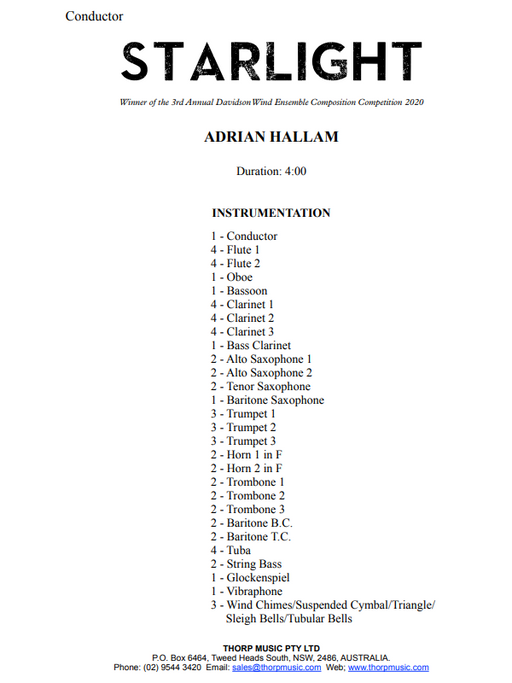 Starlight - Concert Band Grade 3