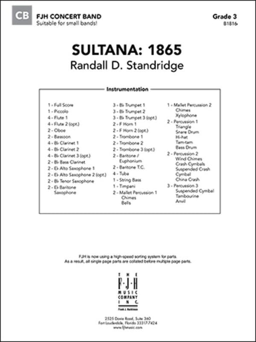 Sultana: 1865, Randall D. Standridge Concert Band Grade 3