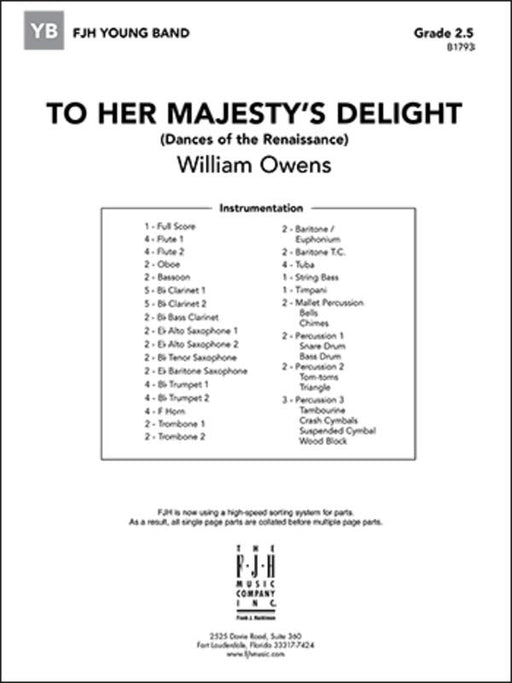 To Her Majesty's Delight, William Owens Concert Band Grade 2.5