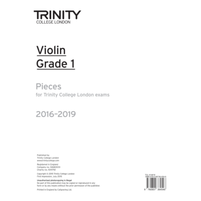 Trinity Exam Pieces 2016-2019 - Grade 1 Violin Part Only-Strings-Trinity College London-Engadine Music
