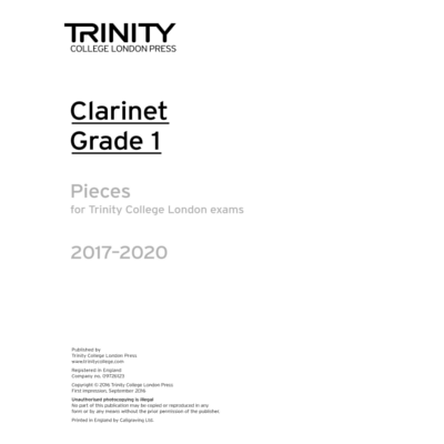 Trinity Exam Pieces 2017-2020 - Grade 1 Clarinet Part Only-Woodwind-Trinity College London-Engadine Music