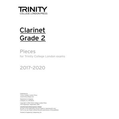 Trinity Exam Pieces 2017-2020 - Grade 2 Clarinet Part Only-Woodwind-Trinity College London-Engadine Music
