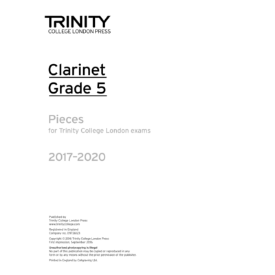 Trinity Exam Pieces 2017-2020 - Grade 5 Clarinet Part Only-Woodwind-Trinity College London-Engadine Music