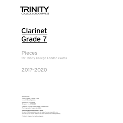 Trinity Exam Pieces 2017-2020 - Grade 7 Clarinet Part Only-Woodwind-Trinity College London-Engadine Music