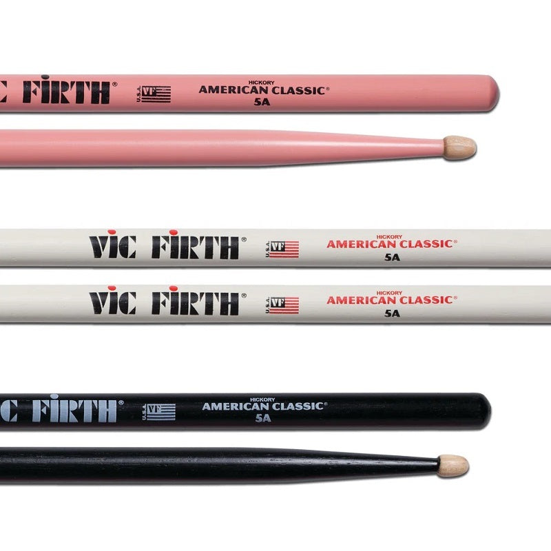 Vic Firth American Classic Series 5A Drum Stick - Pink, Black or White