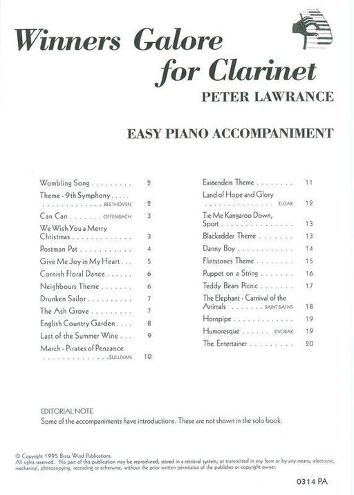Winners Galore for Clarinet Piano Accompaniment-Woodwind-Brass Wind Publications-Engadine Music