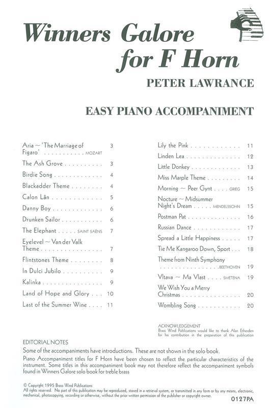 Winners Galore for F Horn Piano Accompaniment-Brass-Brass Wind Publications-Engadine Music