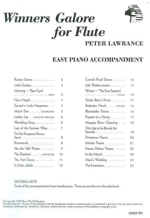 Winners Galore for Flute Piano Accompaniment-Woodwind-Brass Wind Publications-Engadine Music