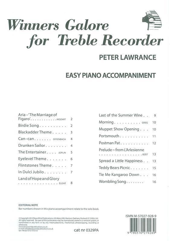 Winners Galore for Treble Recorder Piano Accompaniment-Woodwind-Brass Wind Publications-Engadine Music