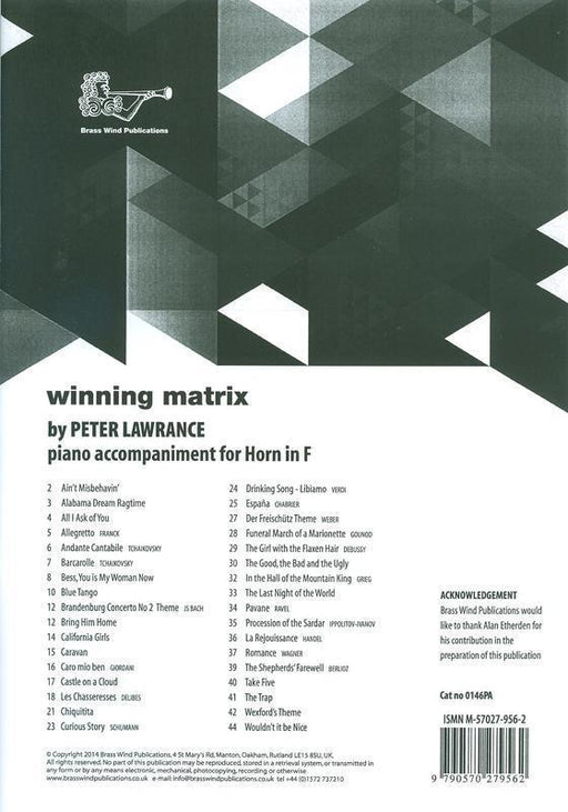 Winning Matrix for French Horn - Piano accompaniment part