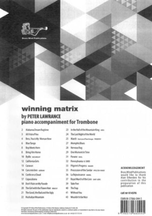 Winning Matrix for Trombone - Piano Accompaniment Only