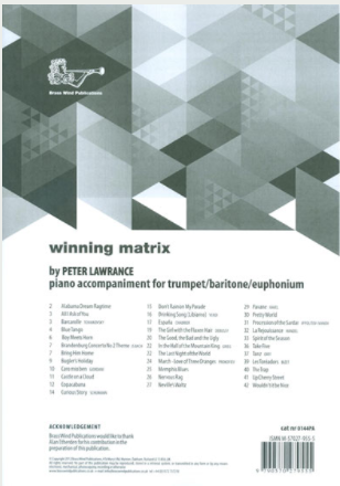 Winning Matrix for Trumpet - Piano Accompaniment Only
