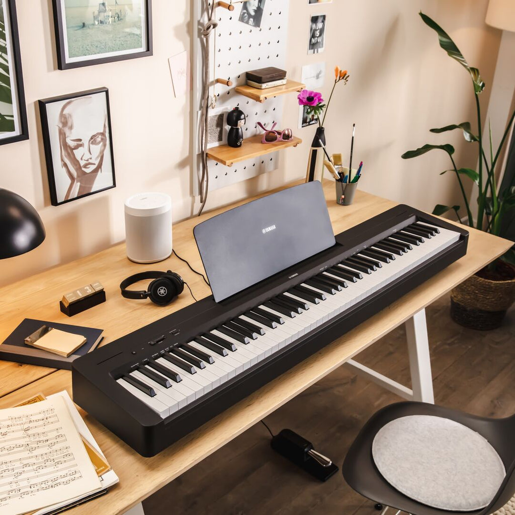 Yamaha P145BTB Portable Digital Piano + Bluetooth BONUS Stand & Pedals