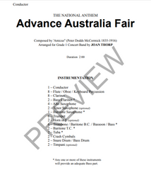 Advance Australia Fair, Arr. Joan Thorp Concert Band Grade 1-Concert Band-Thorp Music-Engadine Music