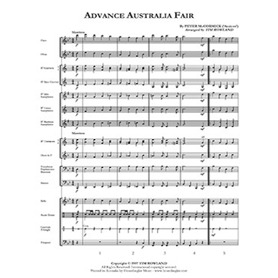 Advance Australia Fair, Tim Rowland Concert Band Chart Grade 1.5-Concert Band Chart-Hosenbugler-Engadine Music