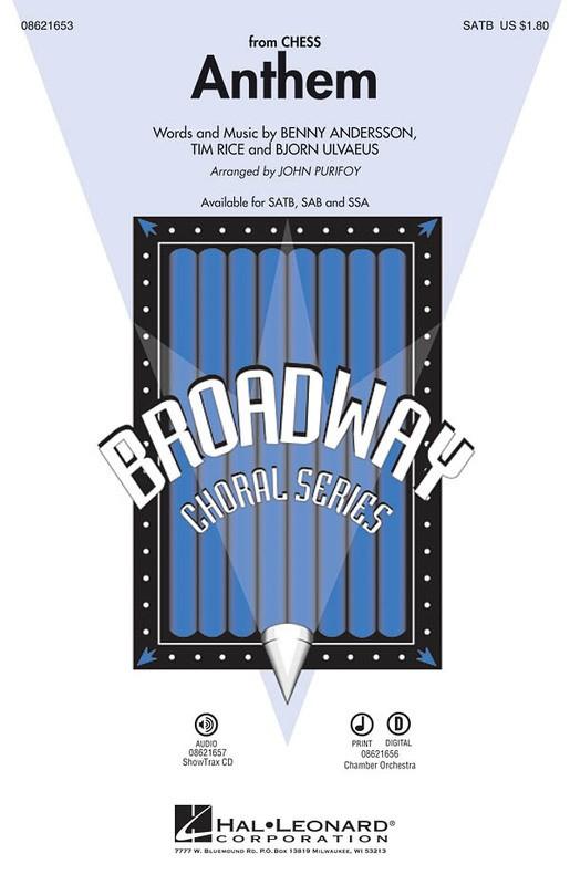 Anthem (from Chess), Josh Groban Arr. John Purifoy Choral Showtrax CD-Choral-Hal Leonard-Engadine Music