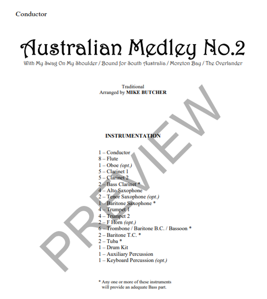 Australian Medley No.2, Arr.-Concert Band-Thorp Music-Engadine Music