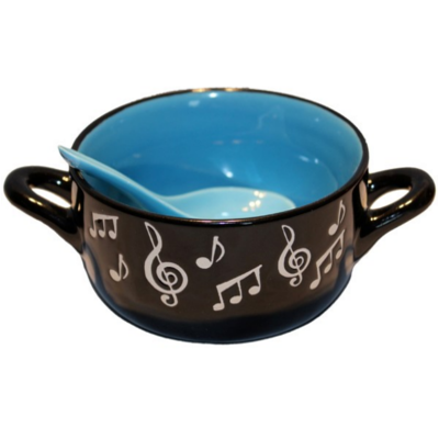 Bowl with Spoon Blue Music Note Design-Homeware-Engadine Music-Engadine Music