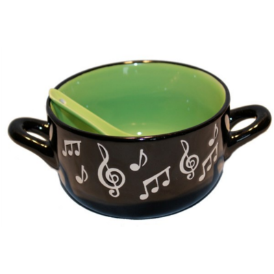 Bowl with Spoon Green Music Note Design-Homeware-Engadine Music-Engadine Music