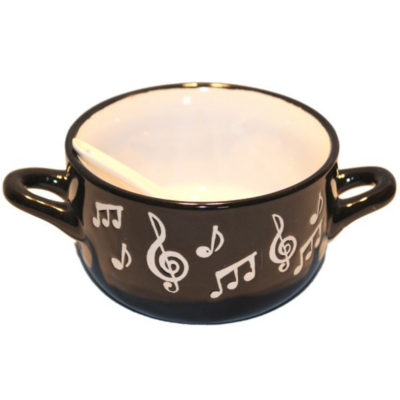 Bowl with Spoon White Music Note Design-Homeware-Engadine Music-Engadine Music