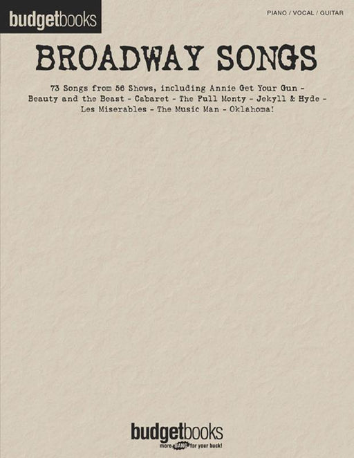 Broadway Songs, Piano Vocal & Guitar-Piano Vocal & Guitar-Hal Leonard-Engadine Music