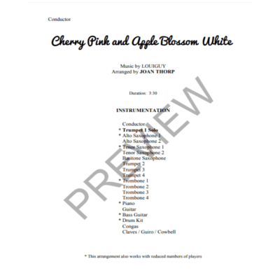 Cherry Pink and Apple Blossom White Arr. J. Thorp Concert Band Chart 4-Concert Band Chart-Thorp Music-Engadine Music