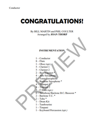 Congratulations, Arr. Joan Thorp Concert Band Grade 1.5-Concert Band-Thorp Music-Engadine Music