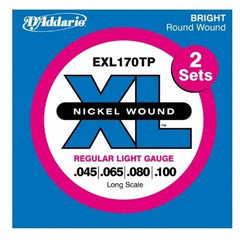 D'ADDARIO EXL170TP NICKEL WOUND BASS GUITAR STRINGS - LIGHT - 45-100 - 2 SETS - LONG SCALE-Bass Guitar Strings-D'addario-Engadine Music