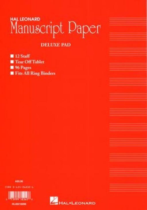 Deluxe Manuscript Pad 96 Pages (Red Cover) Australian - 12 staves-Manuscript-Hal Leonard-Engadine Music