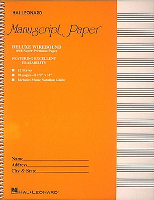 Deluxe Wirebound Super Premium Manuscript Paper - 12 staves-Manuscript-Hal Leonard-Engadine Music