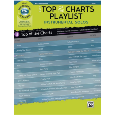Easy Top of the Charts Playlist Instrumental Solos - Alto Saxophone Bk/CD-Woodwind-Alfred-Engadine Music