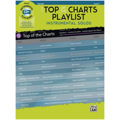 Easy Top of the Charts Playlist Instrumental Solos - Clarinet Bk/CD-Woodwind-Alfred-Engadine Music