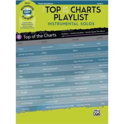 Easy Top of the Charts Playlist Instrumental Solos - Tenor Saxophone Bk/CD-Woodwind-Alfred-Engadine Music