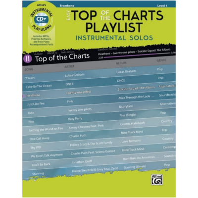 Easy Top of the Charts Playlist Instrumental Solos - Trombone Bk/CD-Brass-Alfred-Engadine Music