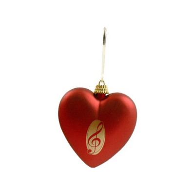 G Clef Red Heart Ornament 3.25