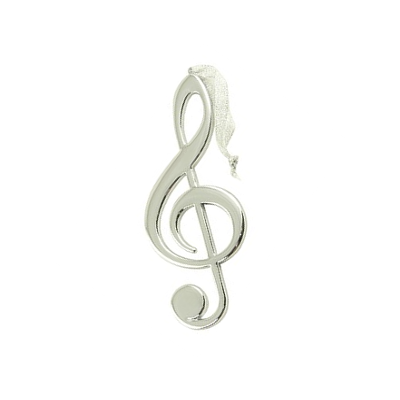 G Clef Silver Ornament 5.25"-Christmas-Engadine Music-Engadine Music