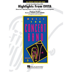 Highlights from Evita, Andrew Lloyd Webber Arr. John Moss Concert Band Chart Grade 3-Concert Band Chart-Hal Leonard-Engadine Music