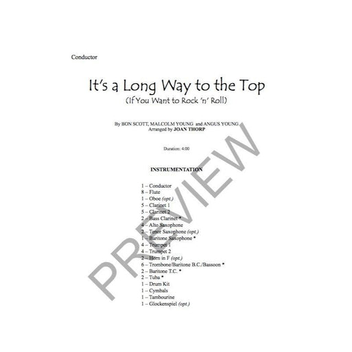 It's a Long Way to the Top (If You Want to Rock 'n' Roll), ACDC Arr. Joan Thorp Concert Band Chart Grade 1.5-Concert Band Chart-Thorp Music-Engadine Music