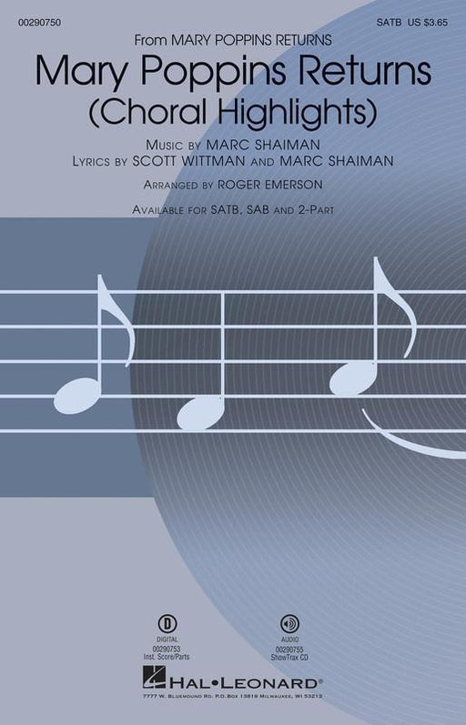 Mary Poppins Returns (Choral Highlights) SATB Choral-Choral-Hal Leonard-SATB-Engadine Music