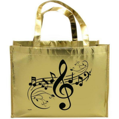 Metallic Gold Tote Bag Music G Clef-Clothing & Bags-Engadine Music-Engadine Music