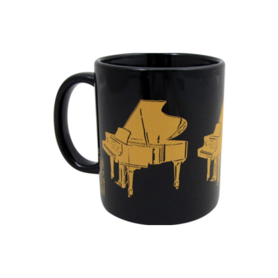 Mug Grand Piano Black And Gold-Homeware-Engadine Music-Engadine Music