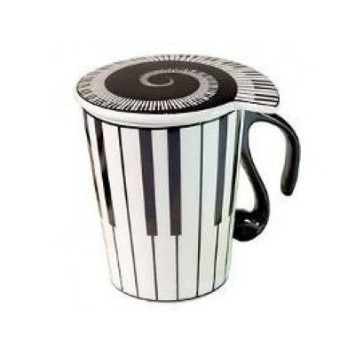 Mug with Lid - Keyboard Black & White-Homeware-Engadine Music-Engadine Music