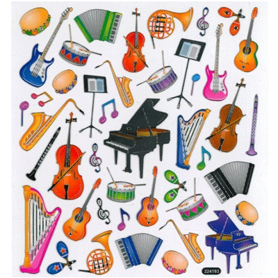 Music Stickers Sheet Instruments-Stationery-Engadine Music-Engadine Music