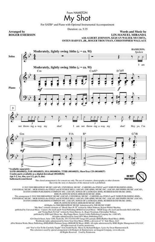 My Shot (From Hamilton) Arr. Mac Huff Showtrax CD Choral-Choral-Hal Leonard-Engadine Music
