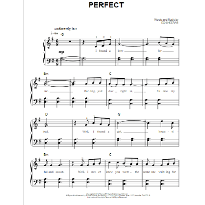 Perfect Ed Sheeran Easy Piano, Single Sheets-Single Sheets-Hal Leonard-Engadine Music