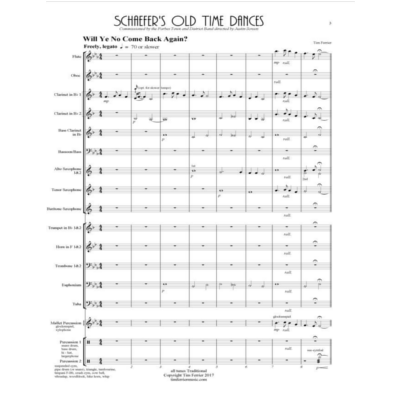 Schaefer's Old Time Dances, Tim Ferrier Concert Band Chart Grade 2.5-Concert Band Chart-Tim Ferrier-Engadine Music