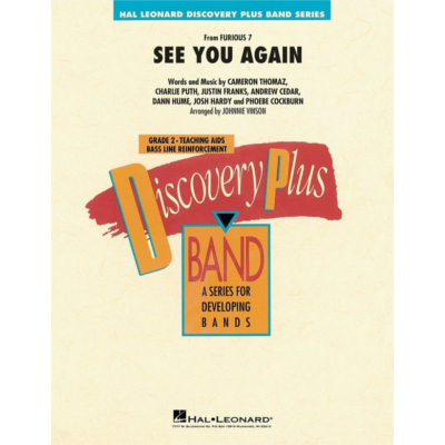 See You Again,Khalifa & Puth Arr. Johnnie Vinson Concert Band Chart Grade 2-Concert Band Chart-Hal Leonard-Engadine Music