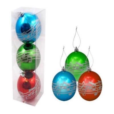 Set of 3 Ornaments with Silver Notes-Christmas-Engadine Music-Engadine Music